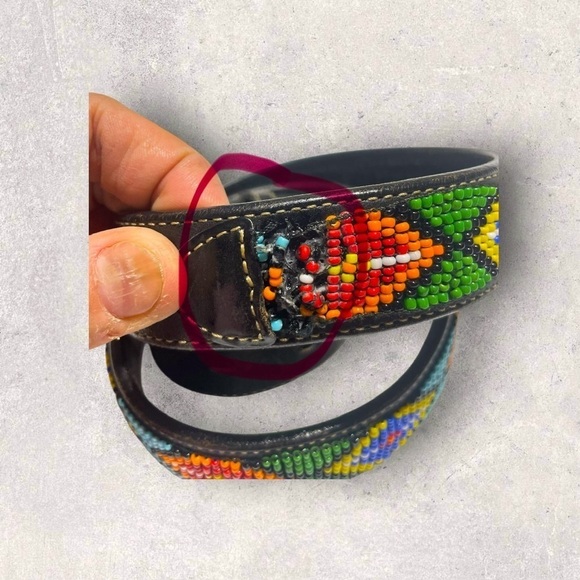 Gap Vintage Genuine Leather Multicolored Beaded Belt main image 9